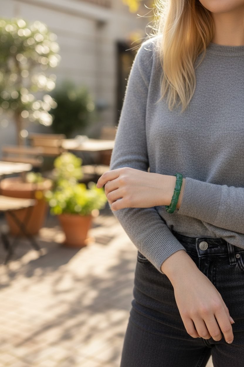 Green Aventurine Bamboo Bracelet Plaque - Image 2