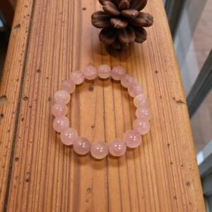 11mm Natural Rose Quartz Beaded Bracelet