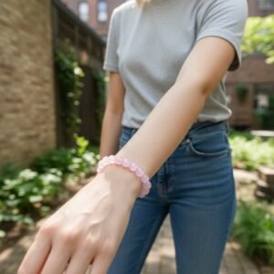 8mm Natural Rose Quartz Beaded Bracelet