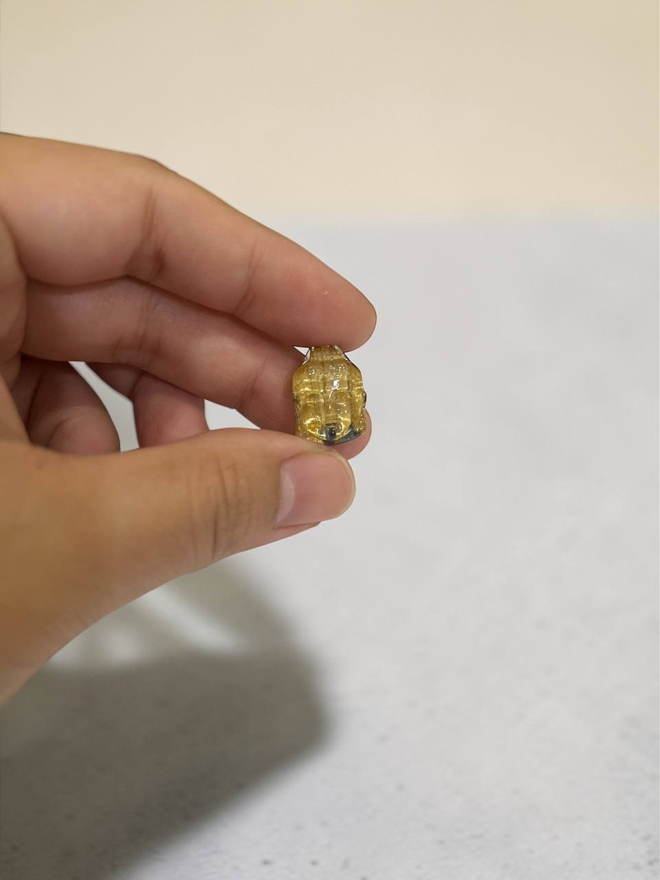 Gold Rutilated Quartz Buddha Head Carving
