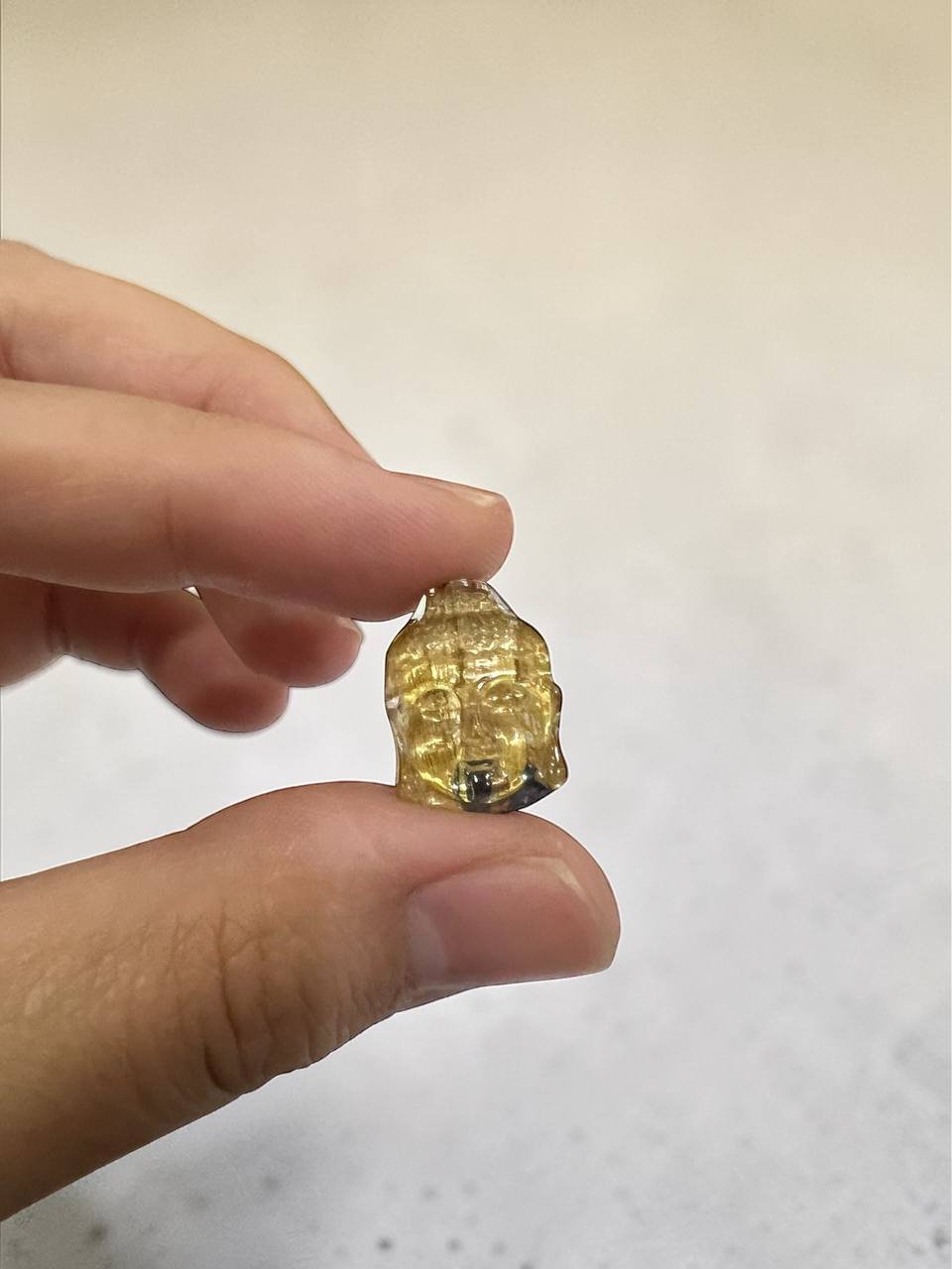 Gold Rutilated Quartz Buddha Head Carving