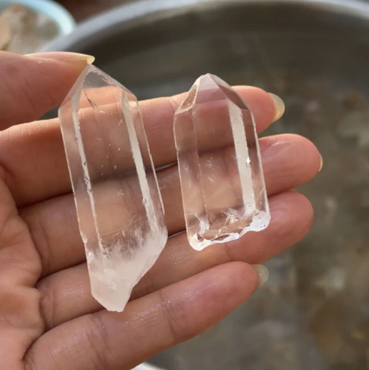 Blue Needle Quartz Crystal Points – Pair (2 Pieces)