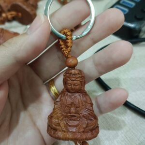 立体莲花观音桃木钥匙扣|保平安护身随身挂件(Guanyin Lotus Keychain)