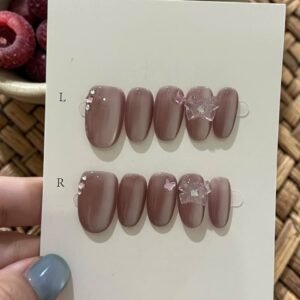 bow press on nails nude 3d bow rhinestone short nails