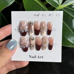 burgundy french press on nails