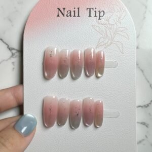 pink silver press on nails