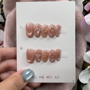 polka bow press on nails