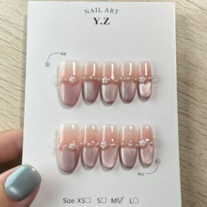 Pearl flower press on nails