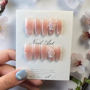 Nude Flower Press on Nails